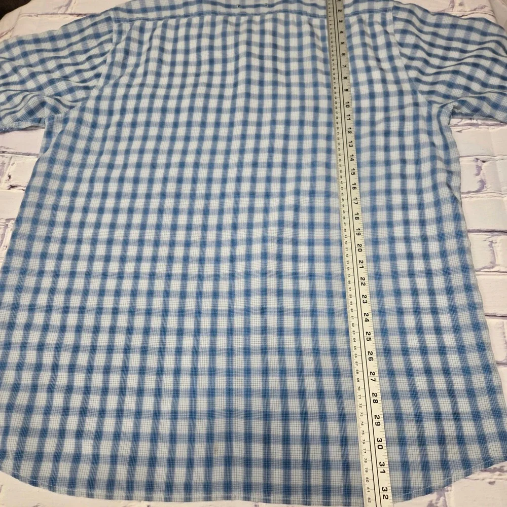 VTG Y2K The North Face Mens Plaid Short Sleeve Button Up‎ Shirt XXL Blue Outdoor